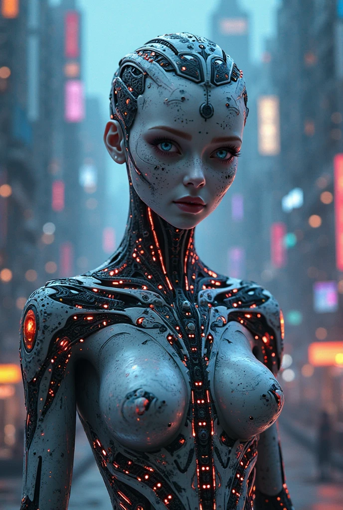 Beatiful woman in cyber
