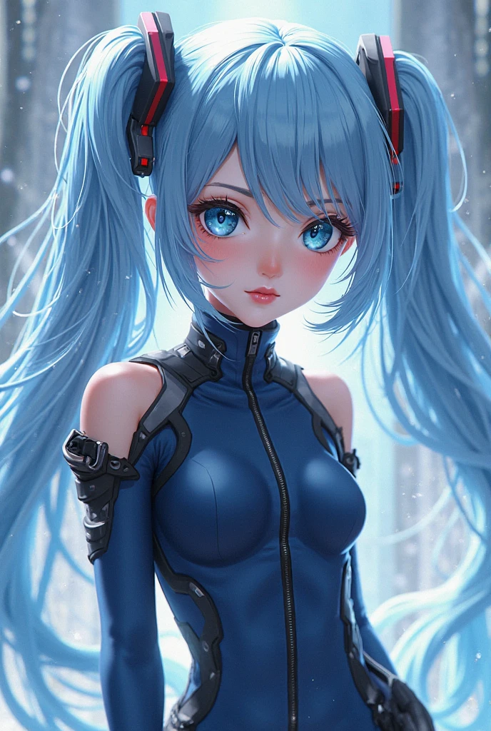 ((best quality)), ((masterpiece)), (detailed), (total body), perfect face, two beautiful wiman. The first woman has white long hair and a sky blue reflection, she has a tufted fringe, she has sky blue eyes, she has total black cyber suit clothes with some neon sky blue lights on it, cyber line on her face, she is sad, she is lying on the water in a pond, in the night with skyblue lights, total body. The second woman is a mermaid she has red hair and blue eyes, she is trying to kiss the first woman with white hair. Two women.