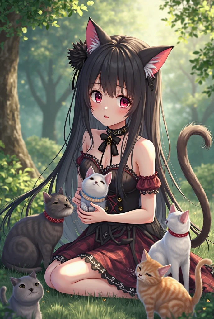 {{{Masterpiece, highest quality, high resolution background}}}, bright and beautiful atmosphere, 1 girl (7 years old, round face, baby face), small breasts, comfortable clothes, girl climbing a very thick tree, Many mini pigs perched on the tree, "deltamon_sdXL :0.73) >Deltamon"