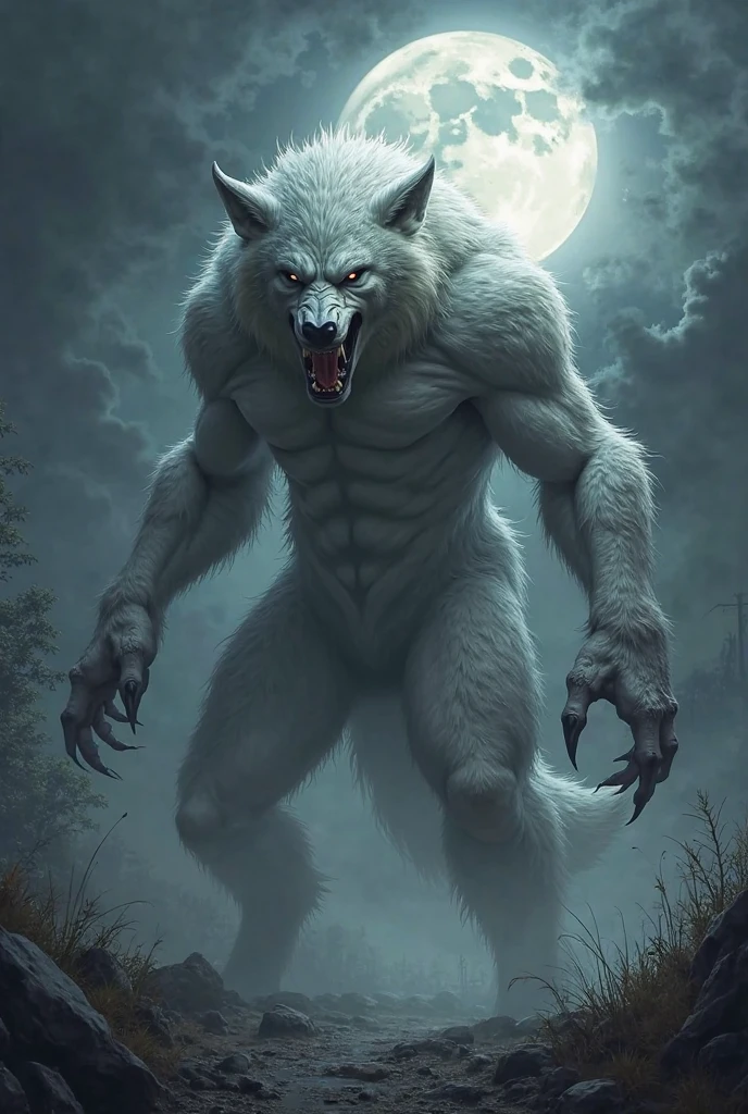 Angry wolf standing on 2 legs animated image