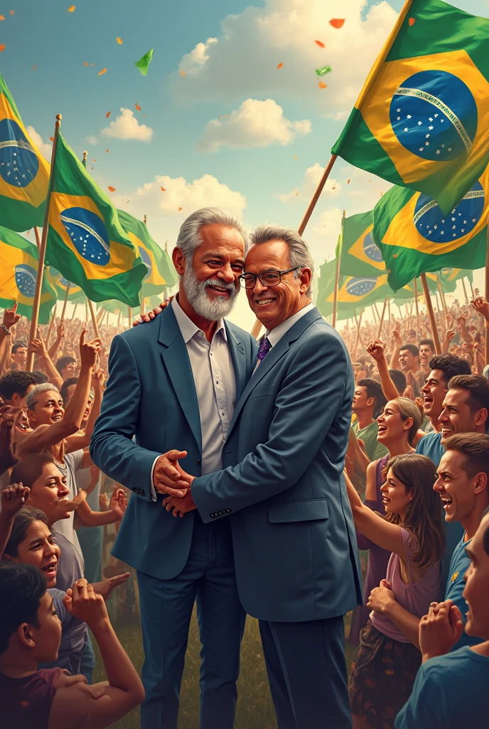 Realistic photo of old man with Brazilian flag