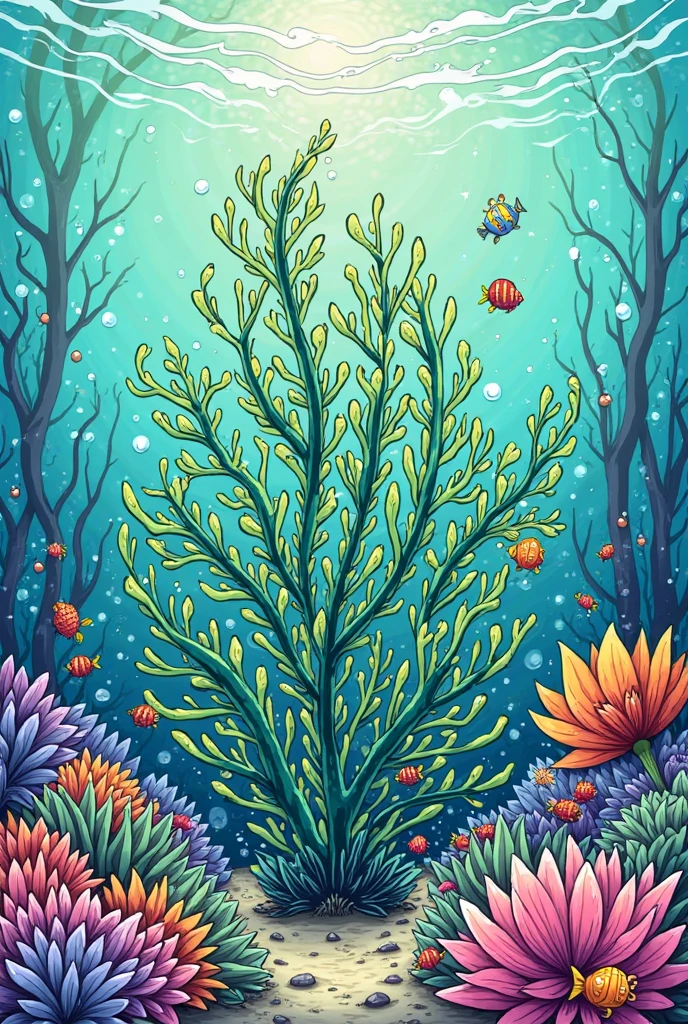 plant Posidonia oceanica in anime style
