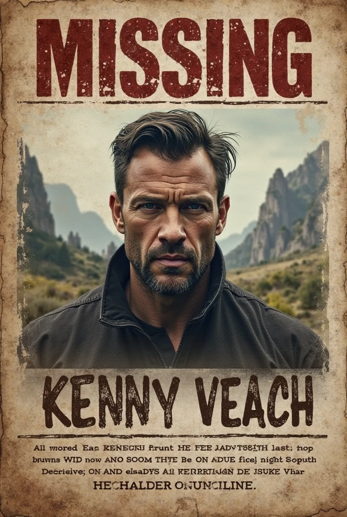 Missing Person Poster
A representation of the efforts to locate Kenny Veach after his disappearance, highlighting the mystery that surrounds his case.