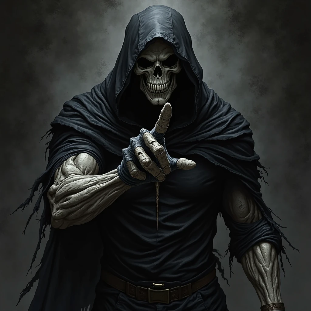 Undead skeleton in medieval era merchant clothes holding bag of money laughing
