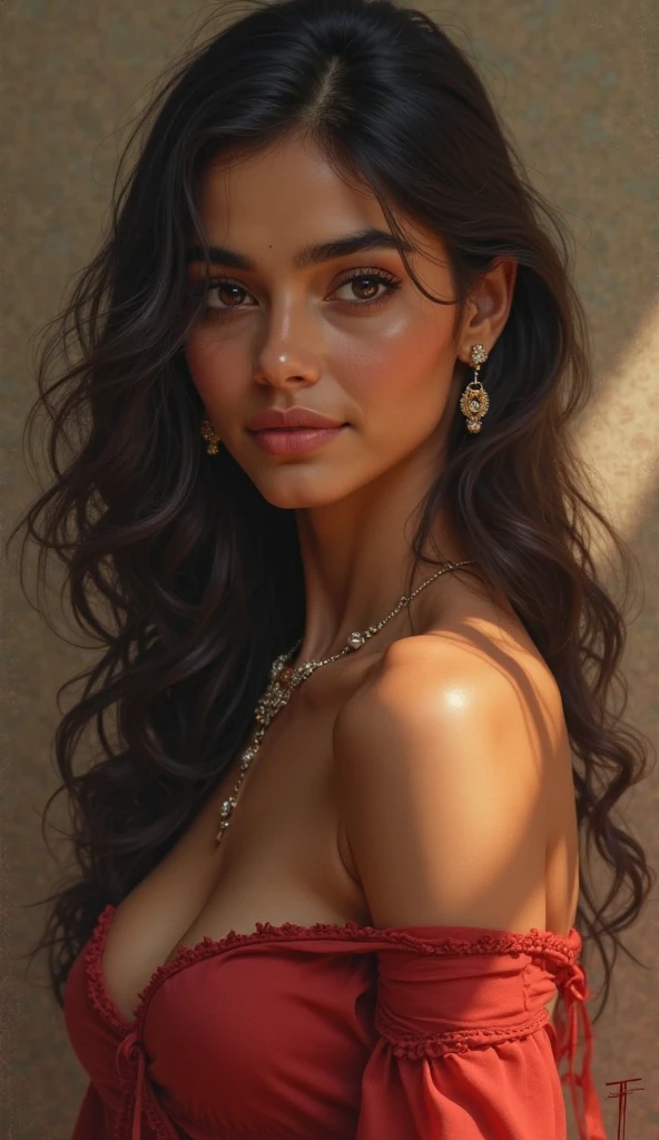 alluring captivating Attractive beautiful lovely sexylady, high quality, stunning, interesting, photorealistic, perfect composition, perfect details, masterpiece shop, attractive , breathtaking, lovely, high resolution, bare aggressive, ancient love colorful background, fullbody, perfect iris , dark makeup, very long curly hair