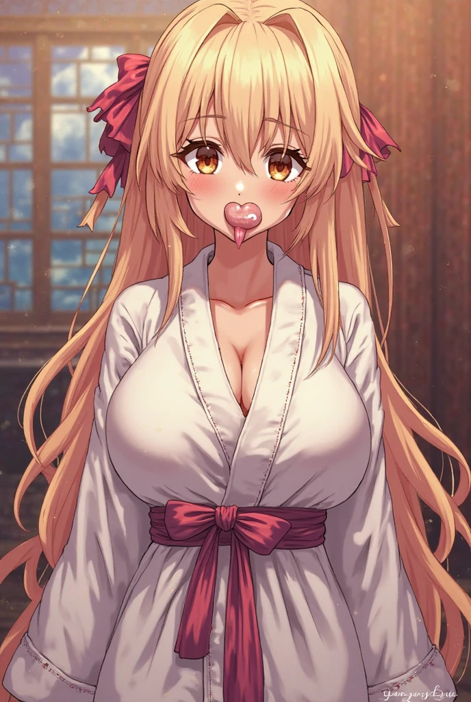 completely nude, girl,Blonde twin tails,{dark skin girl},long hair,large breasts ,shiny skin,nsfw,blonde, evil eyes, japanese shrine,indoor,,{oily}, {{{{face close up}}}},standing boy,veiny penis,licking shiny penis,precum ,from side,afternoon,naughty eyes,motion lines,^^^,anime colored, best quality, amazing quality, very aesthetic, absurdres