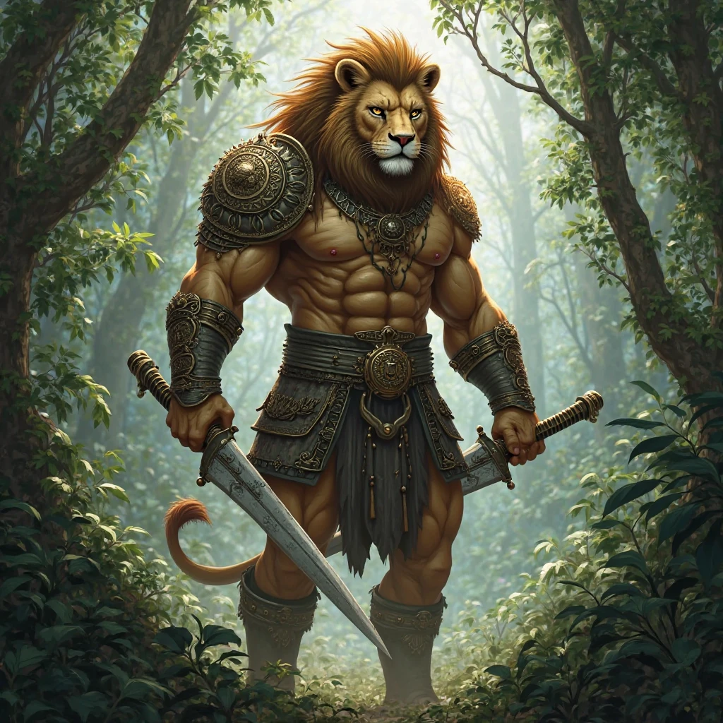 There is a man with a bear's head and a sword standing in front of a castle, bear warrior, portrait of the demigod Hercules, strong and imposing, Lord of the jungle, portrait of Zeus bumped, muscular male hero, Aslan the bear, bear body, 2D full-body bear, king of the jungle, Gilgamesh, beautiful full-body concept art