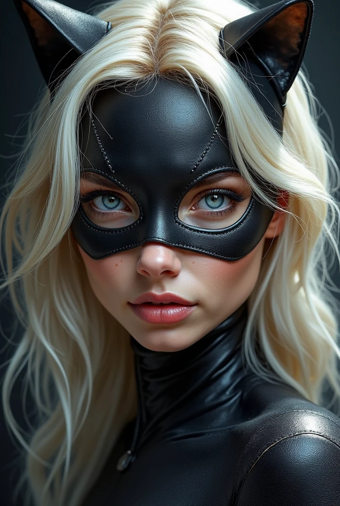 Masterpiece, high quality, 4K, beautiful design, shiny, from the front, award winning photo, extremely detailed, amazing, fine detail, absurdres, highly detailed blonde woman, extremely detailed eyes and face, by lee Jeffries Nikon d850 film stock photograph 4 kodak portra 400 camera f1.6 lens rich colors hyper realistic lifelike texture dramatic lighting unrealengine trending on artstation cinestill 800 tungsten, 1girl, solo, expressive look, (smiling seductively, puffy lips, [Elsa Jean |Sophia Loren]:1.155) HDR, highest quality, sexy dress, sharp focus, looking at viewer, facing viewer, 4k,bunny_mask, a woman wearing a black bunny mask ,wearing a bunny_mask, face covering leather mask, (extremely slutty),
