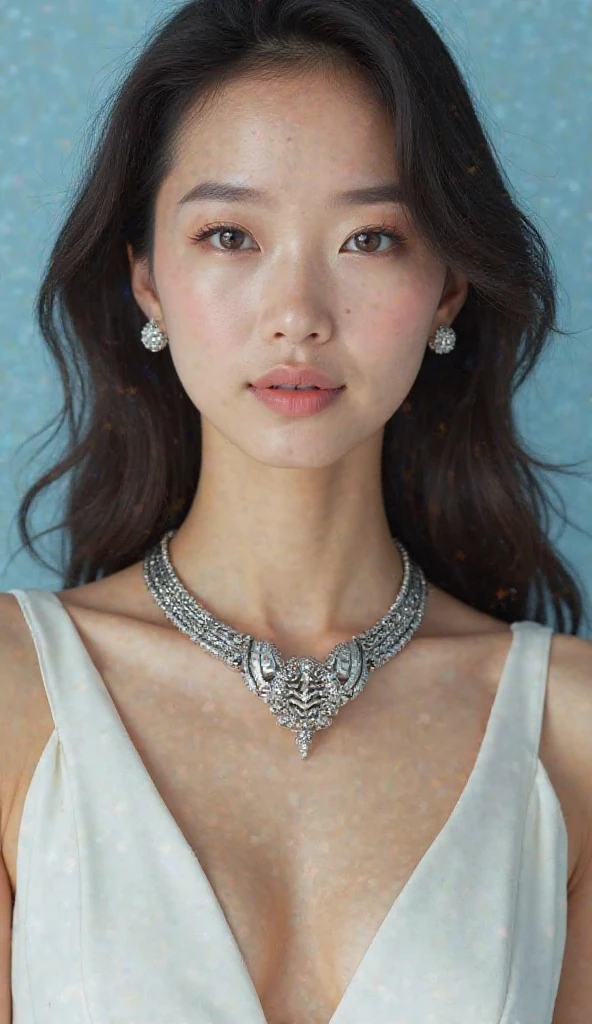 High quality, rich in detail, twin-tailed silver-haired girl posing cutely. They wear vintage Gothic gothic clothes, wearing bracelets, earrings and necklaces. Big are also visible. The photo is a close-up of the face, with cleavage, shiny big breasts, sweat in the cleavage, and a sexy vibe.