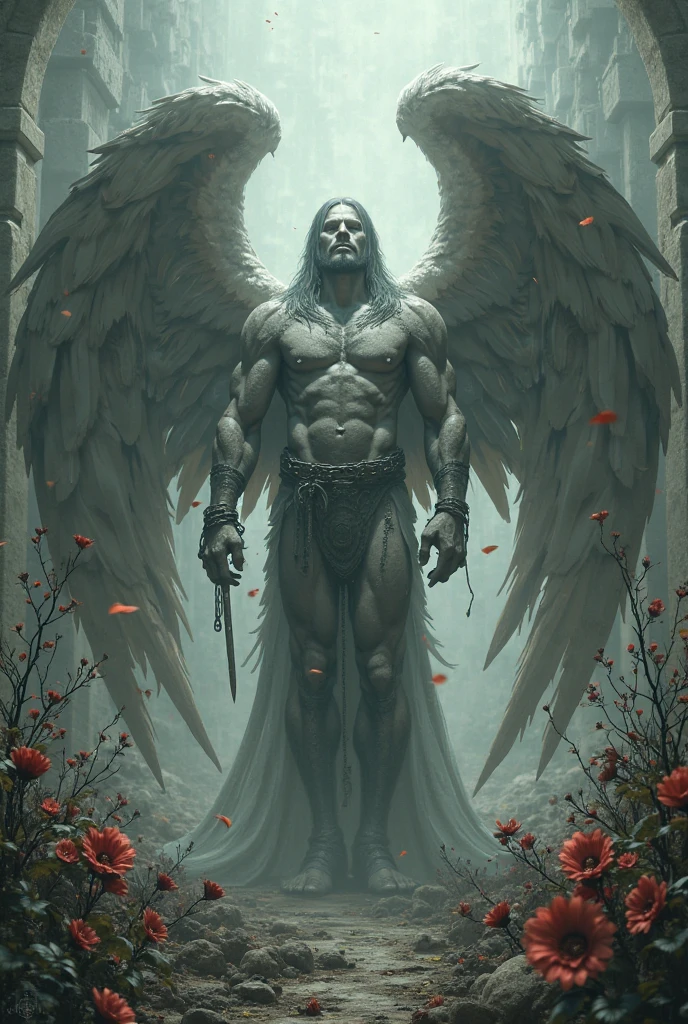 I want a person who is a man, half angel and half demon, with its wings open, I want it as my cover image