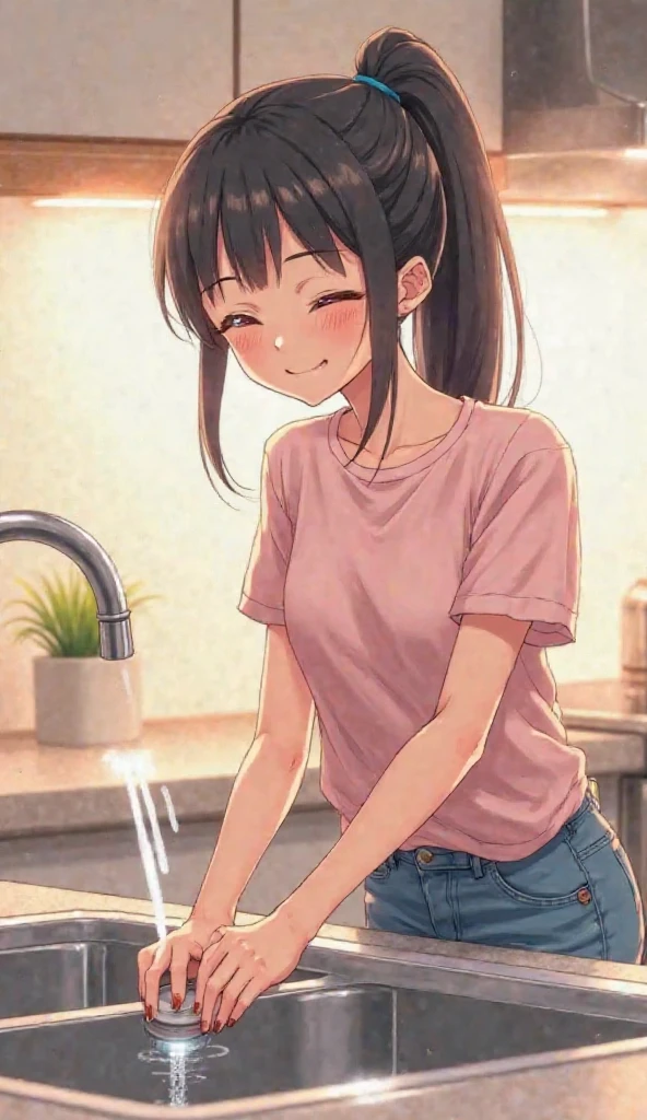 masterpiece,best quality, solo, eda, bangs, black hair, upper body, shy expression, medium breast, hot, thicc, she is in the bed, she was sitting , she was posing, closed mouth, she is horny, she wants to squirt, she is blushing , she has bug thighs, shebis wearing sando, she has big thighs, she is squirting