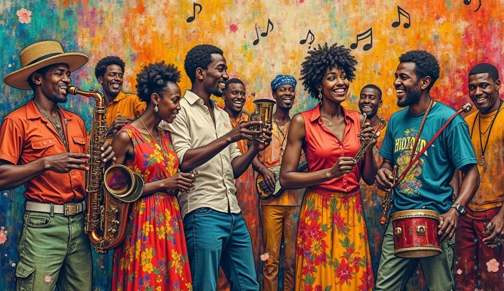 Collage with instruments and styles (samba, bossa nova, rap) - SeaArt AI