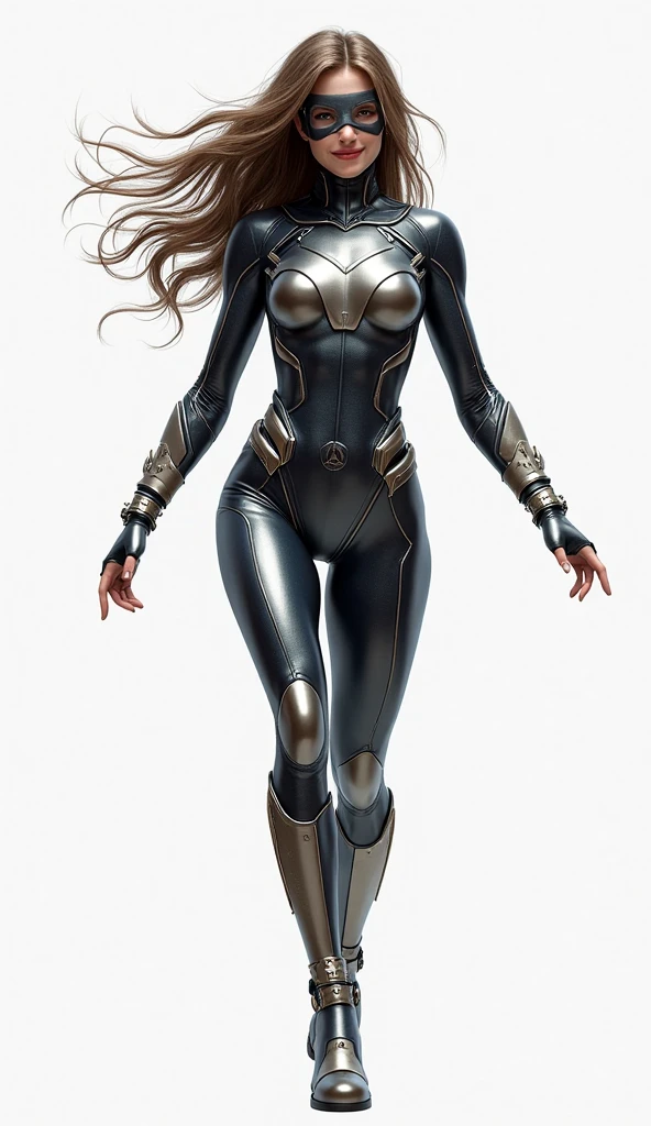 ((character concept art)), ((character design sheet, same character)),(full body view), (adult MILF), Tall stature, little chest, closed mouth, brasilian appearance: brown eyes; brown hair; sharp facial features; dimple on the chin; Straight nose; high nose; pronounced high cheekbones; high forehead, stands upright, oiled skin, plump physique, (gigantic breasts:1.2), wide hips, brasilian butt, huge legs, big tighs, detailed face, ((black bodysuit:1.7)).