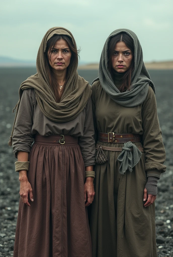 women, in peasant clothing, of Polish origin in the Middle Ages (a sad face)