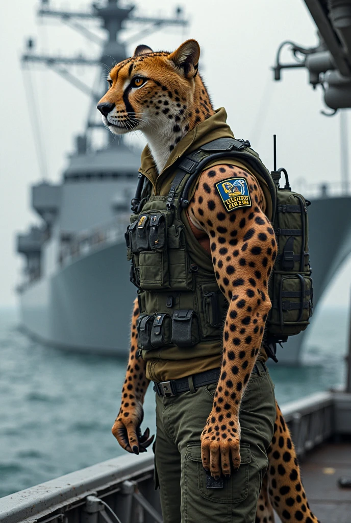 ( obra prima, alta qualidade de imagem), angry, muscular squirrel wearing brazil navy military uniform