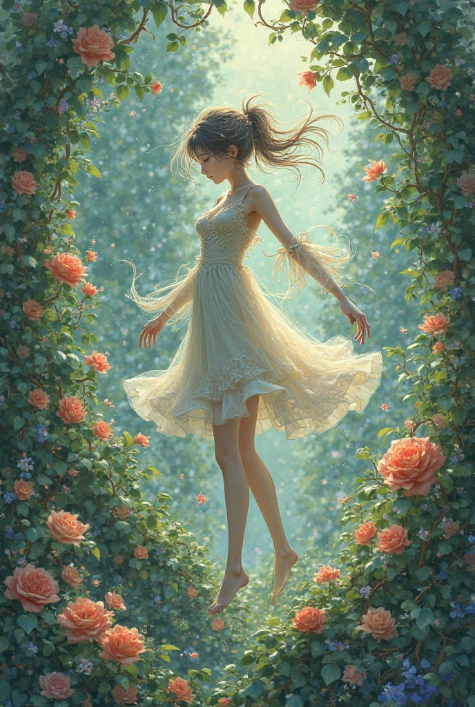 Crimson, White in Pearly RainbowColors,ExtremelyDetailed(ProfessionalPhoto of Girl Floating in the Sky:1.37)ZoomLayer{Stunning|Mystic|GodRays|Haze}, 280th floor infinity pool, Tallest building in the urban forest {Carnation|Tulips|(Rose)}, (Masterpiece 8K TopQuality:1.2),  (ExtremelyDetailed NOGIZAKA face and Eyes:1.37)ElaboratePupils with (SparklingHighlights:1.28) DoubleEyelids with Voluminous LongEyelashes RosyCheeks (Joyful Expressions LifeLike Rendering)MotionBlur  BREAK  (Acutance:0.77) PUNIPUNI impeccable Radiant PearlSkin with Transparency White(Skinny SchoolSwimwear) {(HiddenHand)|((Corrected BabyLike Hand))} Whole Body Proportions and all limbs are Anatomically Accurate, FlowerWreath WrappedBody Full of Flowers Covering girl's body {(Dazzling RainbowColorHorizon)|ColorfulSky|ColoredClouds|(Starly Particles)}(extra limbs:-1.4)(Not Detailed Face:-1.4)(Not Detailed Hand:-1.4)