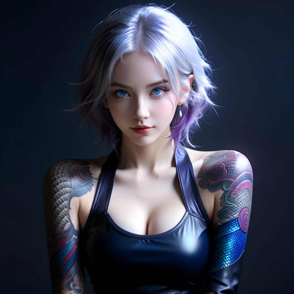 8k, best quality, masterpiece, realistic, ultra detail, photography, HDR, ROW photo, highres, absurdres, cinematic light, official art, depth of field,
close-up, slender, cute face, smile, beautiful details eyes, 19years old korean, pretty, Mohawk with silver color,