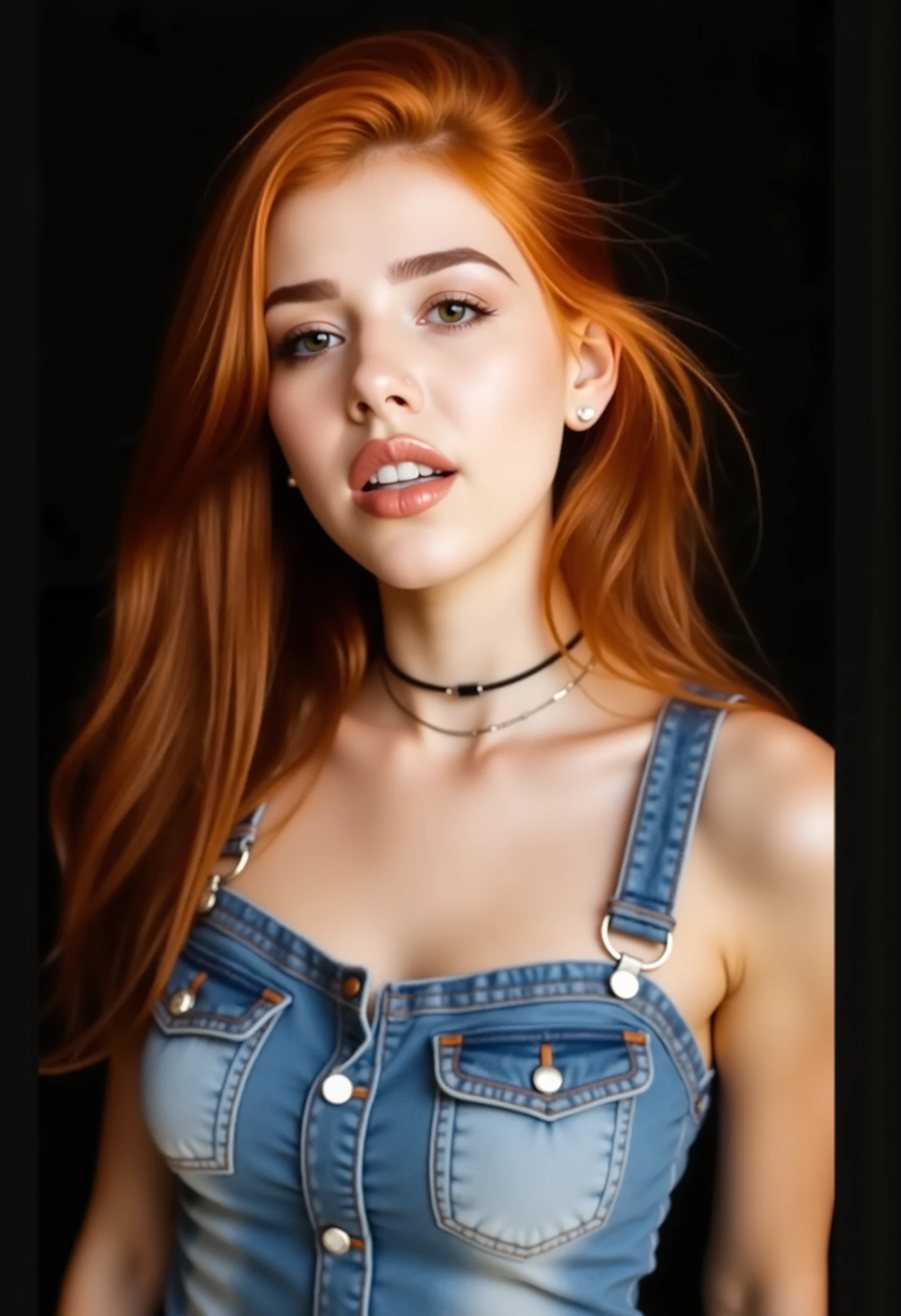 A high-quality product photo of a pair of denim jeans worn by a female model. The model is shown from a three-quarter angle that emphasizes the fit and details of the jeans. The jeans feature a classic blue wash, clean stitching, and a modern slim fit, highlighted from behind and the side. The image is styled in a bright, modern studio with soft, diffused lighting and captured in ultra-realistic 8k resolution. The focus is on showcasing the texture, the precise cut on the hips and legs, and subtle distressing details, making the denim look both stylish and desirable for sale.