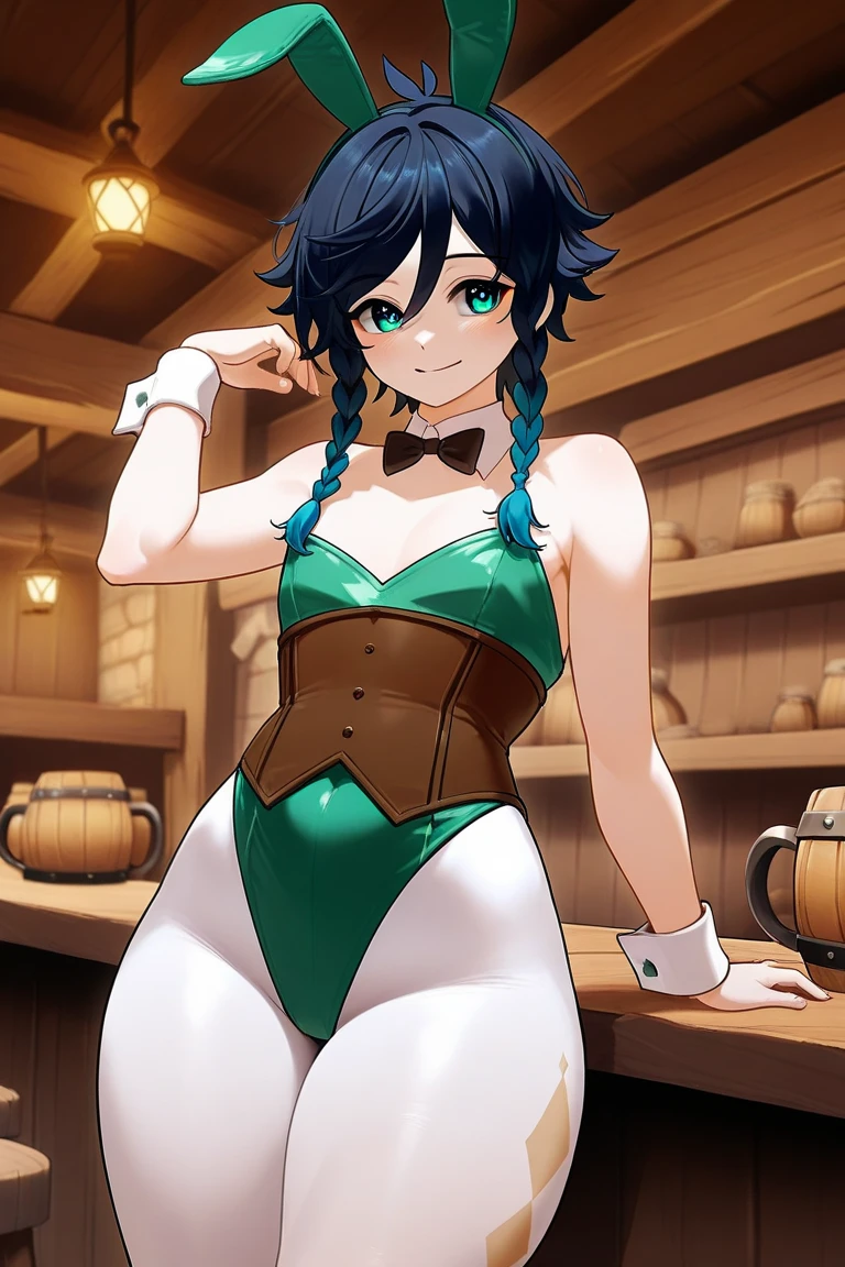 Score_9, score_8_up, score_7_up, source_anime, fine anime screencap_xl, anime_screencap, BREAK, venti, genshin impact, boy, gay, yaoi, femboy, otoko no ko, doctor stone, indoors, latex, fake bunny ears, bunny suit, solo, closeup, face closeup, dark, night, prostitute, prostitution, hooker, red eyeshadow, blue eyes, smacking lips, erection, penis outline, meduim penis, castle walls background, medieval town background, balcony