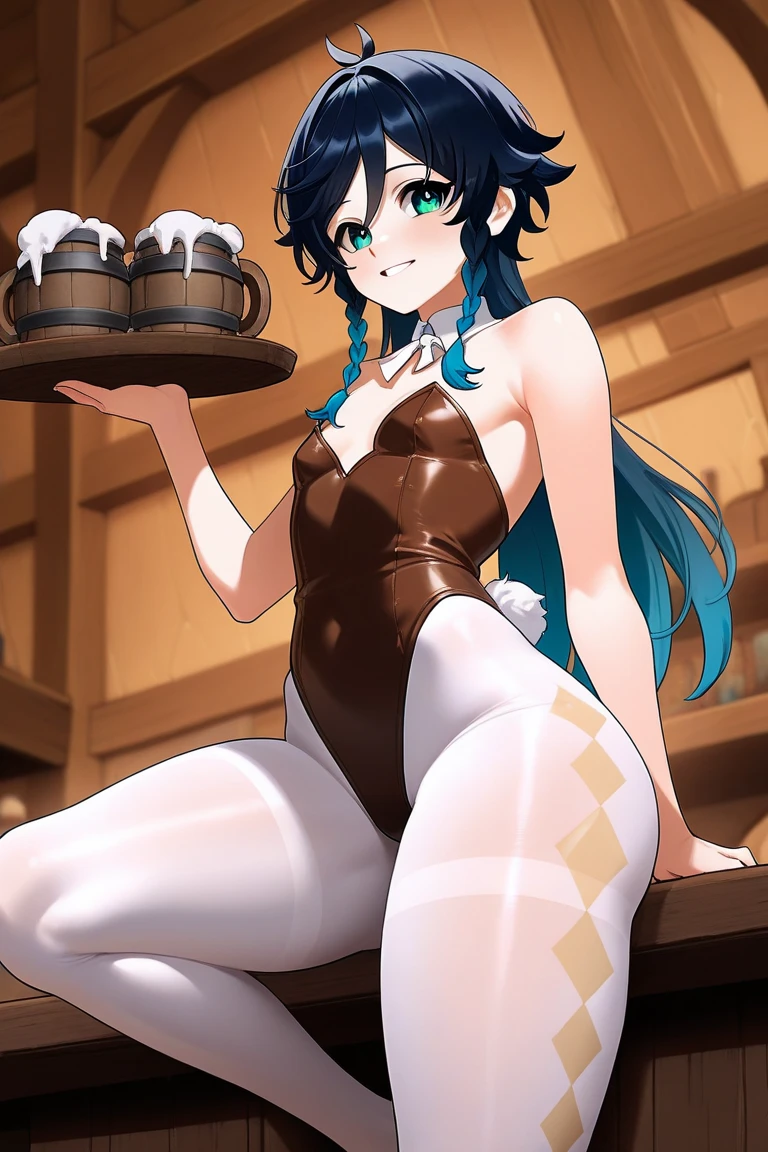 (((masterpiece))), ((Highest quality)), (Very detailed), ((High resolution)), ((8k)), ((Anatomically correct)), One very cute girl, Baby Face, (Big Breasts), Short Hair, Braid, Brunette color hair, Letting down your bangs, (Short), (Petite), Charming smile, Emerald Eyes, Best moment, Delicate arms, Detailed skin texture, Intricate details, Very detailedな顔, Beautiful thighs, Beautiful curves, (Sweating), At the casino at night, (((Bunny girl))), ((Fake rabbit headdress)), heart, Spread your legs, (Wearing black tights), (Wearing high heels), Embarrassed and shy,