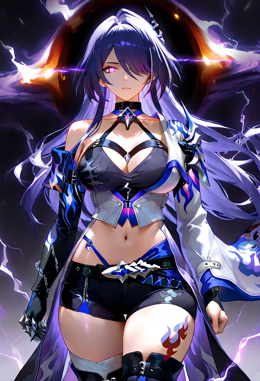 Miku Hatsune, add high definition_detail:1, blue fur,kitsune ears, tribal tattoo add_detail:1, in hell add_detail, barefoot, the same, giant black feather wings add_detail:1 ,alas hermosas la mejor calidad y detail en las flumas, blue saturation light