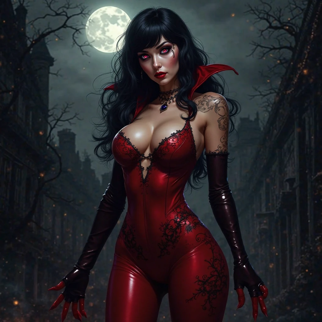 (Realistic:1.5), (((high resolution photo))), (((extremely detailed))), ((masterpiece)), (gorgeous gothic woman in black red spider's web), dramatic lighting, (cinematic light:1.1), full body, (cute sexy:0.8), (cute face:1.2), Pleasure, faded colours, depth of field, 35 mm, analog photo style, gothic background, red splash particles with small luminism, spiders around, sunset, red dawn, dark atmosphere, medieval, intricate hair, inricate small details, (pale skin), hair ornament, long black hair, (fantasy world), (textured skin:1.4)