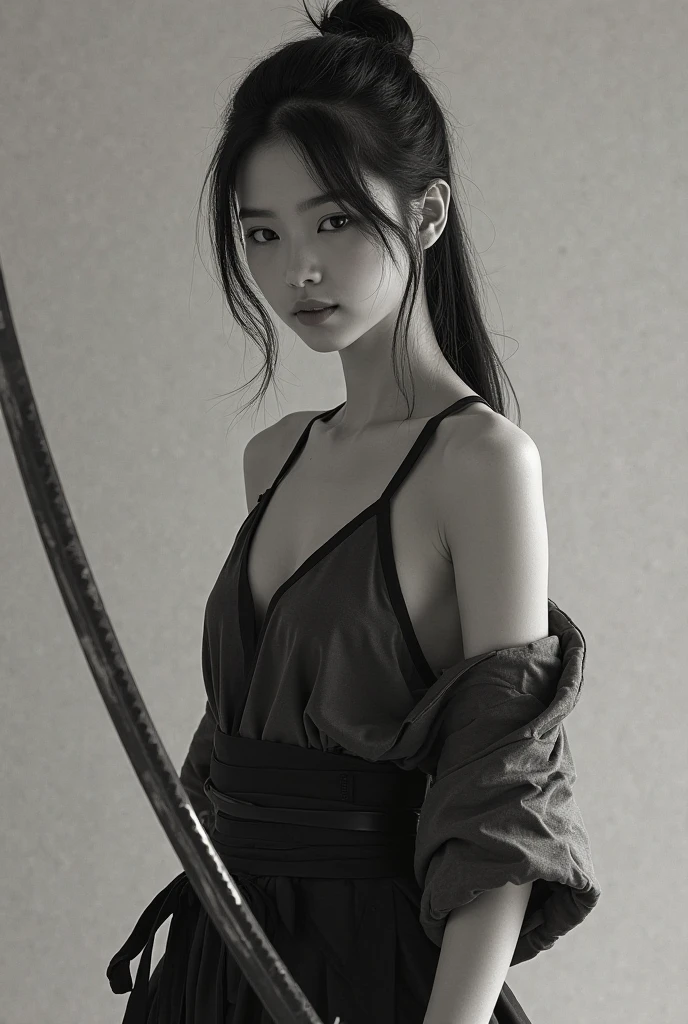 A torn black dress,ballet dance,Black and white,ruin background,Dance movements,long whitr hair,full bodyesbian,realisticlying,Pubic area is clear,the night,Black and White photo,废墟,Solitude,soio,Delicate facial features,Ruined factory buildings,