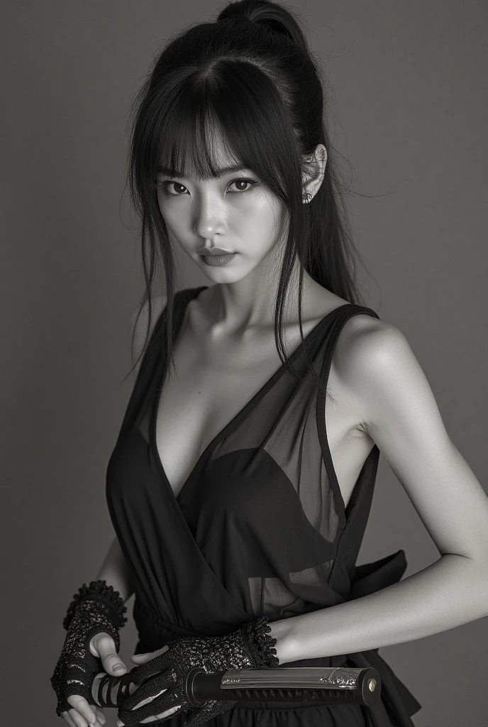 Stingy, Genshin Impact, Absurd,High resolution,Super detailed,ultra-Detailed Background,Detailed Background,Very detailed,One person,bouquet,(Tangled:1.2),(Geometric:1.2) Black and white color palette, monochromatic, big , Cleavage, Side bust, lingerie, Realistic depiction