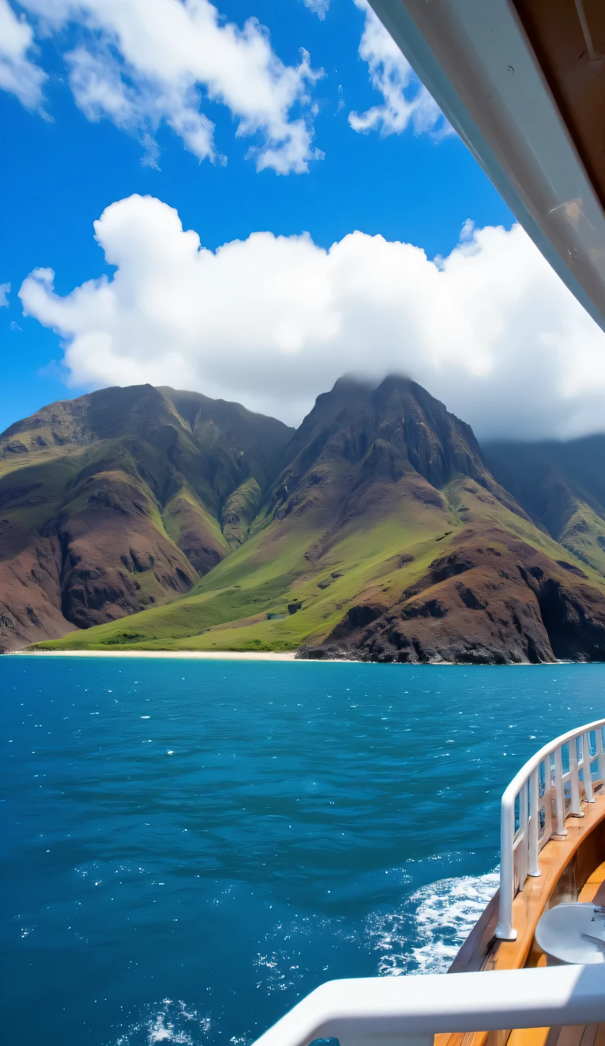 in high-definition images、of the northwestern Hawaiian Islands in Hawaii「Nihoa Island」海から観るNihoa Islandの絶景。views from the deck of a large ship。pretty close to the island。