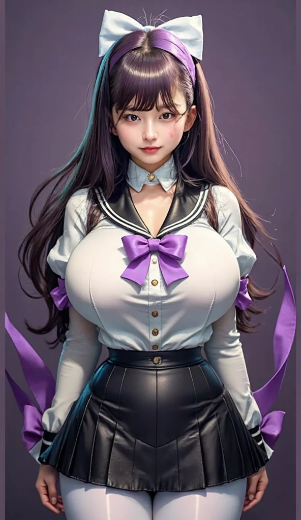 A girl with big breasts, with a pink Steampunk style dress