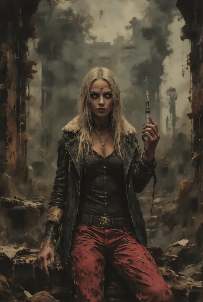 Close-up of a woman holding an axe in her hand with a terrified expression, clean from a horror movie scene, With an ax, Horror illustration, laura palmer, From horror films, From the Twin Peaks scene, Inspired by Ruth Deckard, Evil Woman, With an ax, ( Art Fitzpatrick ), Horror Movie Slasher, From the Twin Peaks scene, From Hotline Miami, evil dead