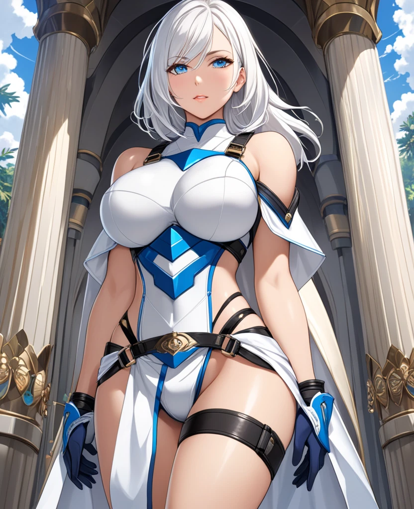 1girl,huge breast, silver hair, high quality, ultra detailed, masterpiece, realistic