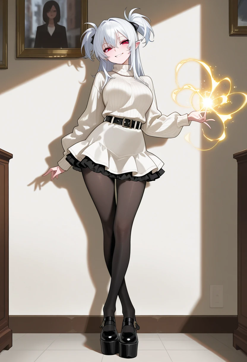 ((see-through and shirt:1.4)),
BREAK,
(masterpiece), best quality, (detailed eyes), long legs, eyeliner, full body,
BREAK,
Dragonewt, (gold dragon horns), small breast:1.3,
BREAK,
Pixie white hair, closed eyes,
BREAK,
((leather skirt)), skirt lift, upskirt, thong, cameltoe
BREAK,
black stockings, lace trim, suspender,
BREAK,
see-through and shirt,
BREAK,
gold heels,
BREAK,