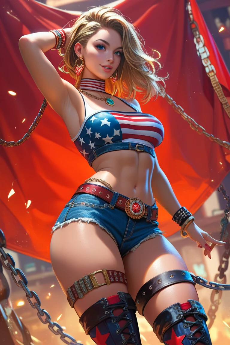 1girl ,3d ,american flag ,american flag bikini ,ass ,bikini ,blonde hair ,blue eyes ,breasts ,eyeshadow ,flag print ,large breasts ,lipstick ,makeup ,nail polish ,navel ,pubic tattoo ,queen of spades symbol ,solo ,spade tattoo ,swimsuit ,tattoo ,thighs ,twintails