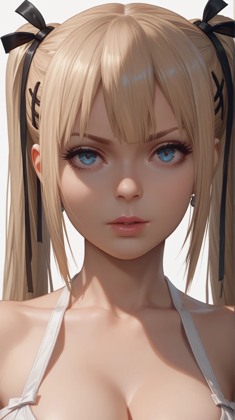 optimum，tmasterpiece，hight resolution，best qualtiy，hyper HD，super detailing，awardwinning，16 K，独奏，（The upper part of the body），anatomy correct，Beautiful cyberpunk girl，Cowboy Shot、cute  face，，a blond、Longhaire、Twin-tailed、Braids, Hairline，（（scarlet eyes）），long eyelasher，Hanging eye corners，White skin of the，shoot from the side, ((see through camisole:1.5)), ((Sheer nipples))、Rocket Tits, （Slim body），