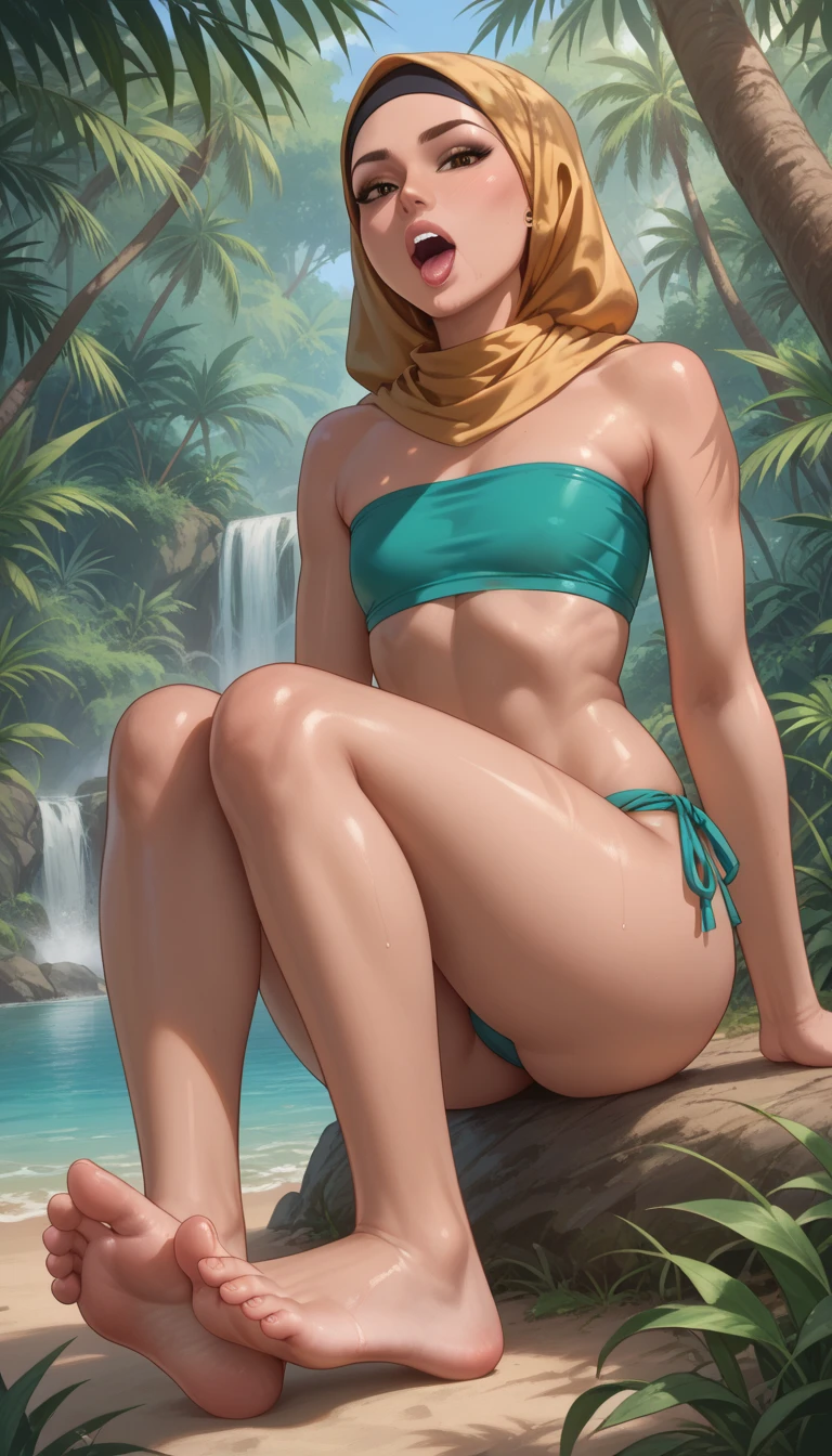 最high quality、high quality、Best image quality、8k、最High resolution、High resolution、最high quality、masterpiece、RAW Photos、whole body写真、Detailed and realistic human body、Detailed and realistic skin、Realistic face in every detail、Realistic reproduction of every detail、Detailed and realistic lips、Detailed and realistic teeth、Detailed and realistic ears、Detailed and realistic hair、Detailed and realistic weapons、Realistic reproduction of every detail、Realistic fingers in every detail、(Beautiful Hands、thumb１reference４)、Realistic feet down to the last detail、Realistic breasts down to the last detail、((Beautiful Japanese Girl))、(Japanese Model), (Japanese women)、((18 year old beautiful girl))、(A girl who looks like DOA Ayane)、(Purple Hair)、(Random Hairstyles))、((whole body))、((Beautiful upward-facing breasts))、(Slim and perfect style)、(whole body光沢肌、Fair skin)、(Soft natural light)、Tropical countries、Resort Beach、Beautiful sea、Beautiful sandy beach、Coastal、((Lying on the beach(Spread your legs wide))、((背景にBeautiful seaが見える))、((Colorful lace(Bandeau bikini、Micro Bikini))、((Swimwear that fits perfectly on the skin))、Sexy pose