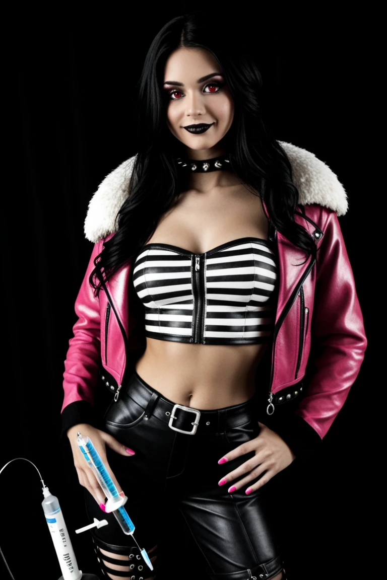 (work of art, best qualityer:1.2), 1 girl, standing alone, high qualiy raw photograph of a young (((goth girl, licking a red lollipop))) , ((cut hair with bangs)), vibrant neon colors, cool sunglasses, silhuette, gazing at viewer, praise, ultra HD, precise, texturized skin, super detaill, High details, high qualiy, high resolution, 1080P, 4K