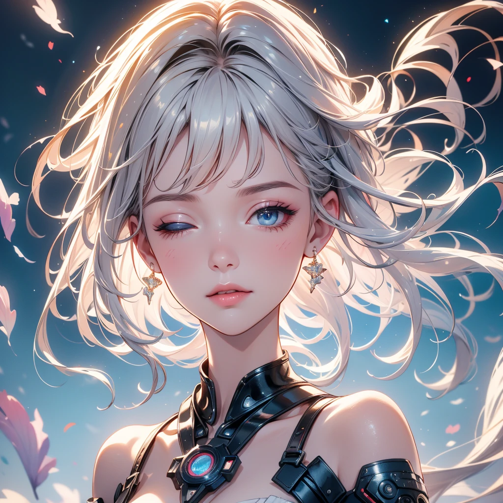 1 girl, adult woman,  Alone, g0ld3mb, air, (platinum blonde hair) hair, hime cut, (kawaii hair clips:1.2)    high quality, Best Quality, high resolution, High detail, (airen aura magic), hair uplifted, horns., wet hair,full body,detailed face, detailed hands
