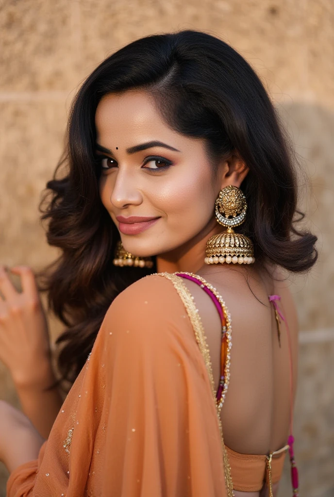 Foto RAW, photorealistic, photography, full body shot, master shot, perfect eyes, goddess like beauty, pierced eyes, perfect thick chubby mallu Desi aunty bhabhi, Wearing a Stanapatta, a chest-band.Saree model, model Photography, Indian saree shoot, Indian traditional wear advertising photography, traditional wear brand shoot, face of Indian actress Sonakshi Sinha, masterpiece, realistic, realism, incredible details,  pleasure, photorealism, detailed skin, skin pores, high contrast, photorealistic Artstation 8k HD digital art trend of high definition and detailed realistic skin texture, ultra detail, realistic skin texture, armature, best quality, ultra high definition, (photorealistic:1.4),, high resolution, detail, raw photo, sweat, Re sharp, by Lee Jefferies Nikon D850 Film Stock Photo 4 Kodak Portra 400 Camera F1.6 Lens Rich Color Ultra Real Realistic Realistic Textures Dramatic Lighting Unreal Engine Trending at Art Station Cinestill 800,(pele altamente detalhada: 1.2), 8k UHD, DSLR, soft-lighting, alta qualidade, grain of film, Fujifilm XT3,she didn't like to wear blouse or bra, she is happy to wear only saree, she hates blouse or bra, detailed hairy armpits, hyper realistic skin, skin pores, sweat, veins, 