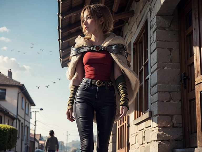 (Highest resolution, distinct_image) Excellent, masterpiece, high detail, semi-realistic, Dishonored 2, a very beautiful woman, solo, normal handsome stance, short red hair, golden eyes, indifferent expression, 18 years old, young, tall and strong , white and red military uniform, trousers, military pants, military boots, military uniform, military school, confident, serious, high-cold and proud, standing on a cliff, overlooking, Anime girl, Cosplay, Hoshimi Miyabi, Animal ears, top of the head ears, fox ear, holding katana