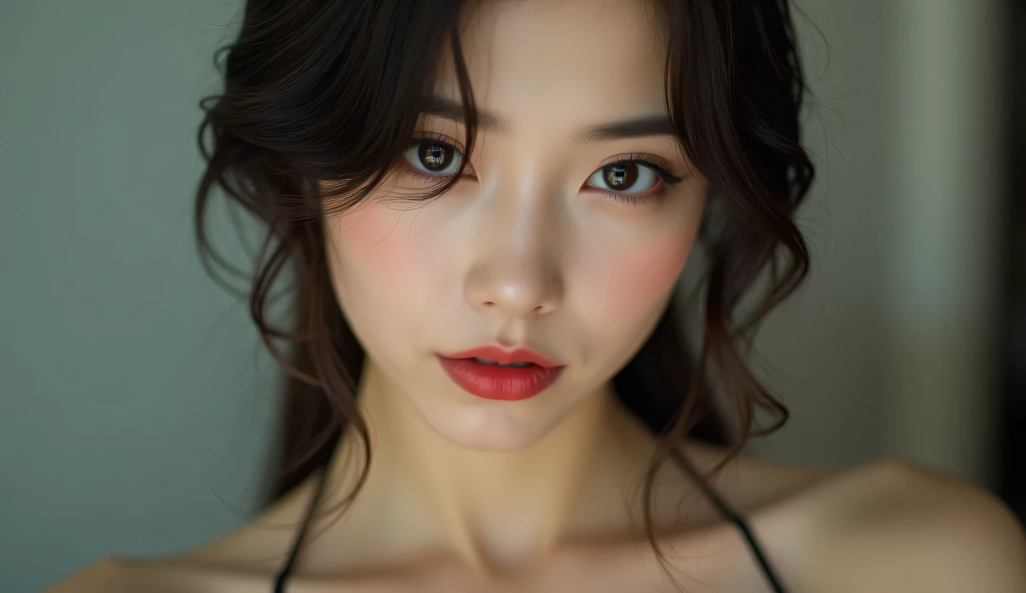 VIETNAMESE GIRL WITH PRETTY RED LIPS IN 2-STRING DRESS, NGỰC TO