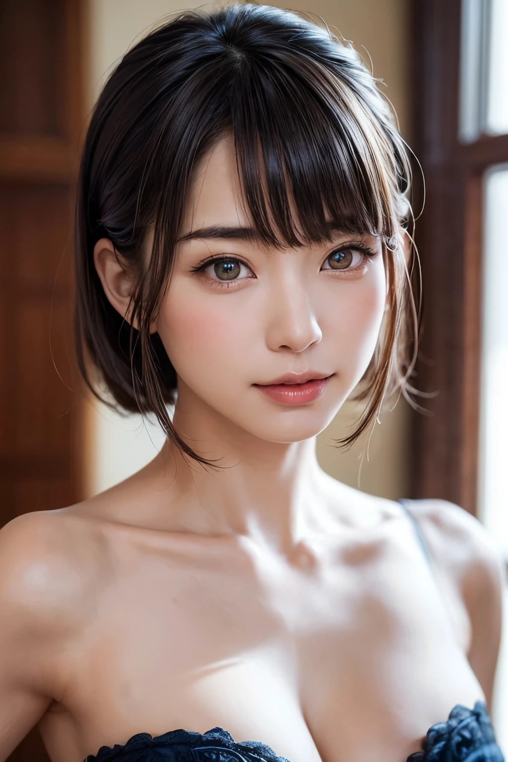 (A Ultra cute young Japanese celestial maiden:1.75), (She is Wearing the robe of a celestial maiden:1.5),(She stand on a lotus leaf on the lotus pond:1.5),(beautiful detailed eyes:2.0),beautiful detailed lips, (extremely detailed cute face:2.0), longeyelashes, (slender woman body:2.0), (beautiful short hair:2.0), (natural makeup:1.2),big smile, incredibly beautiful skin,(professional lighting, bright lighting, photorealistic, 8k, high resolution, best quality, masterpiece, ultra-detailed:1.75), vivid colors, (Moonlit Night:1.5),(The moonlight shines on her face:1.2)
