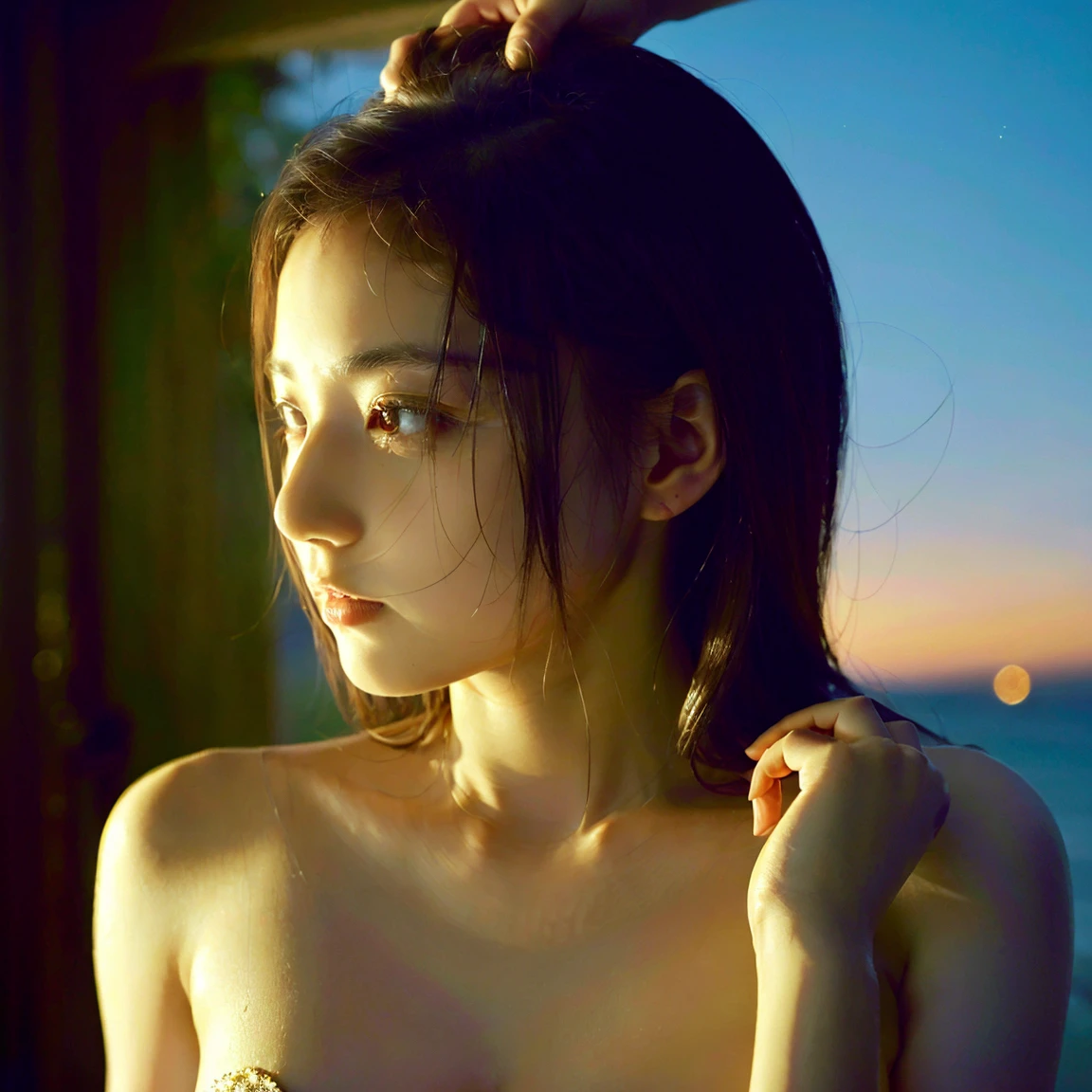 (RAW photo, best quality), (8k, RAW photo, best quality, masterpiece:1.2), (realistic, photo-realistic:1.37), octane render, ultra high res, ultra-detailed , professional lighting, photon mapping, radiosity, physically-based rendering, ue5, (((realistic))) canon 5d, masterpiece, highest quality, 4k, 8k, 16k, ultra high-res, raw photo in hdr, sharp focus, hyper realistic, lifelike texture, intricate face, intricate eyes, high contrast, skin imperfections, subsurface scattering, f2, depth of field, film grain,ultra high quality, ultra high resolution UHD, 3D shot, masterpiece photorealistic detail, 1girl, 1 girl, full_body,dynamic angle,best quality, cinematic lighting,lens_flare,Varied posed portrait of a very beautiful most attractive ultra desirable girl, ultra thin very sheer fabric, double eyelid, perfect proportions, beautiful detailed eyes, eyelashes, pale glossy lipgloss, perfect human anatomy, most realistic, braless, whole body, she is very wet, cloth is damp, angry frown, disgusted expression, she is lifting up her dress, she is exposing herself, over exposed, exhibitionism, revealing her body,(looking back only head:1.2), (from behind and from below), 3D facial features, Middle Chest,(8k, Best Quality, Masterpiece:1.2), (Realistic, Photorealistic:1.37), Ultra Detailed, 1girl, high quality shadow, very beautiful and sharp brown eyes, pale glossy lips, pale glossy lipstick, closed mouth, high nose, medium sized round breasts, cleavage, bare legs, Bare thighs, Natural(medium breasts:1.35), ((erectnipples)), (puffy eyes:1.3),HDR, highly detailed, ambient occlusion, natural, harmonious composition,Athletic Figure: 1.1, Toned Abs,(eye liner)、(mascara),(underboob:1.5), (beautiful small hard nipple:1.3), angry frown, angry and disgusted looks, looking at viewer, she despises the viewer, very teasing and revealing, very exposed and exhibited, exhibiting and exposing