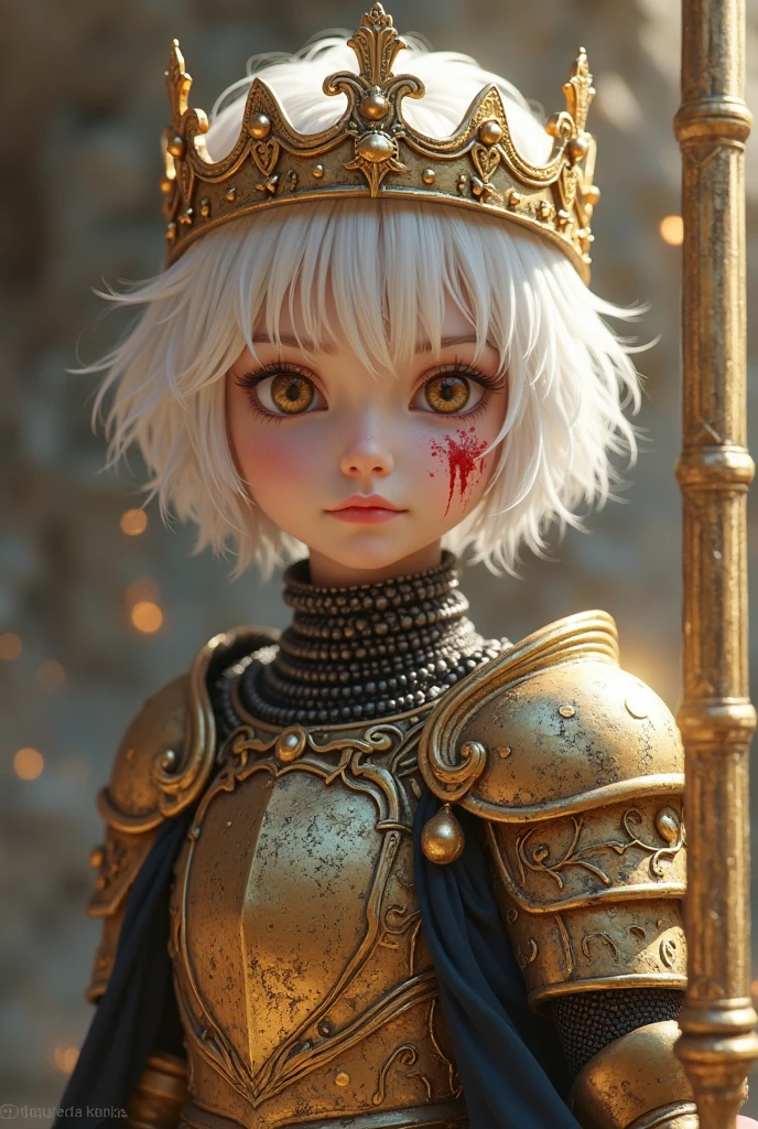 a blond ??? wearing knight armor, happy face expression, realistic stained glass art --auto --s2
