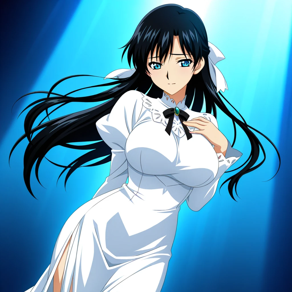 urushisato, mayuzumi yukie, 1girl, best quality, masterpiece, dark blue eyes, white school uniform, monochrome, <lora:Mayuzumi_Yukie-15:0.7>, <lora:style_urushi_satoV7:1>