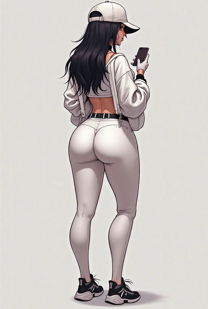 Curvy Latina with dark colored hair, in white bra and white full coverage cotton panties, back shot, 3d animated movie art style, intricate details