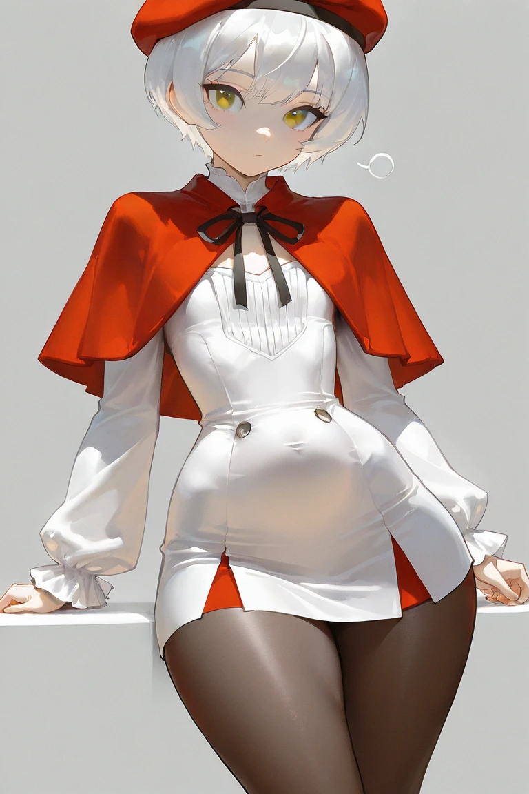 anime,dark room,best quality,8K,white short hair,red eye,big breast,cute,,pregnancy,winter coat