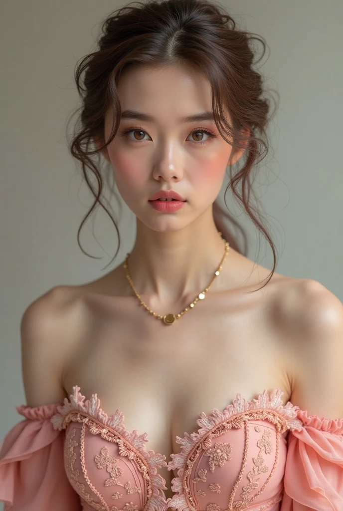 (masterpiece, Highest quality:1.4), Award-winning full-body photography, 8k, 85mm, alone, Beautiful Face,14 Talents、Smiling Kindly、 Cute hairstyle、Cute Necklace、Great style、Cute face like a Japanese idol、Baby Face、Beautiful Eyes、Beautiful clavicle、chinese bun black short hair,bun cover,china dress, long dress,tight mini skirt, gold decoration dress, sleeveless, ultra detailed dress,cleavage, cleavage cutout, clothing cutout,Cute hairstyle、Shapely breasts、Smiling Kindly、Blushing and embarrassed
