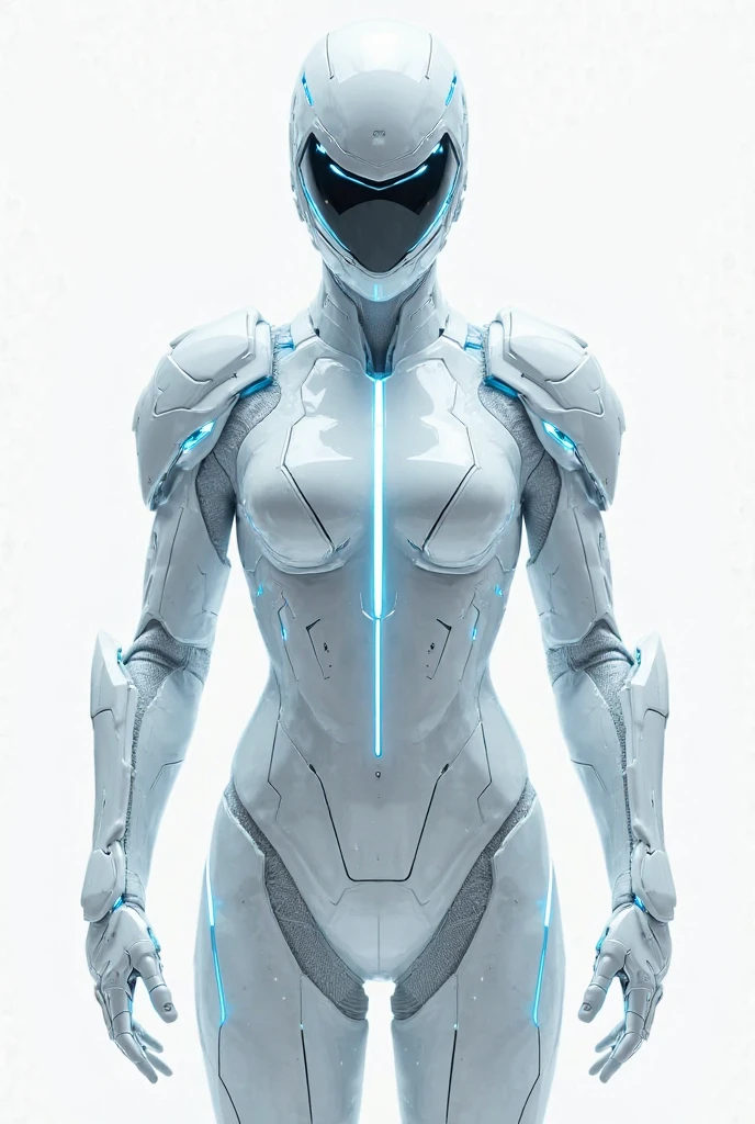 "Generate a superhero character with a dynamic and striking appearance. The superhero's suit is predominantly pearl white with accents of crystal blue. The hand gloves are a blend of crystal blue and golden, adding a bold contrast. The boots are light black, balancing the overall color scheme. At the center of the suit, there is a small, shining 'V' letter logo in crystal blue, encased within a golden circle that gleams with a subtle shine. The superhero sports a low-faded haircut, enhancing the modern, sleek look. The character should embody power, confidence, and agility."