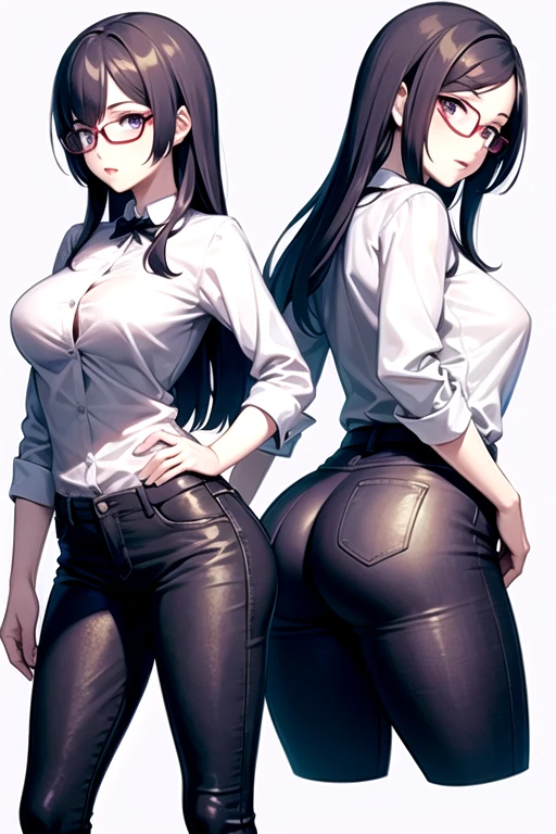 (8k，Super details，best masterpiece，nature，perfect work of art，perfect female figure)，two women，sister and sister，sisters，Rainbow hair，perfect face，(huge)，neighbor wife，woman hairstyle，elegant wife，mature and exposed，20 years old，fair skin，messy hair，Perfect sexy body，Wear a well-fitting and sexy women&#39;s suit，Very big，big ass very detailed，Hot and sexy secretary，wear glasses，in a detailed office，Holding coffee and looking at documents，Detail background，necklace，perfect eyes，， T-shaped small size，huge的山雀